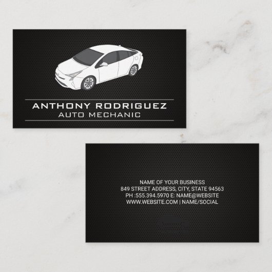 Auto-service | Witte auto Visitekaartje (Voorkant / Achterkant)