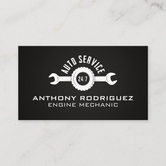 Auto Service Wrenches Logo | koolstofvezel Visitekaartje (Voorkant)