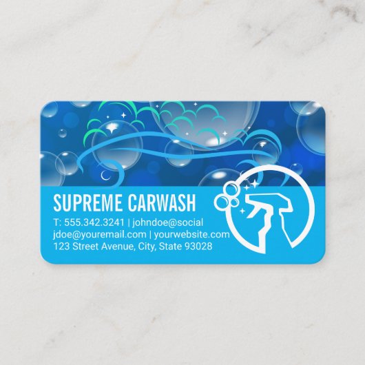 Auto Service Zeepbellen | Sproeifles Logo Visitekaartje (Voorkant)