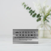 Auto Servicepictogrammen | Metallic Visitekaartje (Staand voorkant)