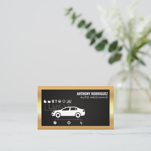 Auto Services | Diagram | Metalen rand Visitekaartje (Staand voorkant)