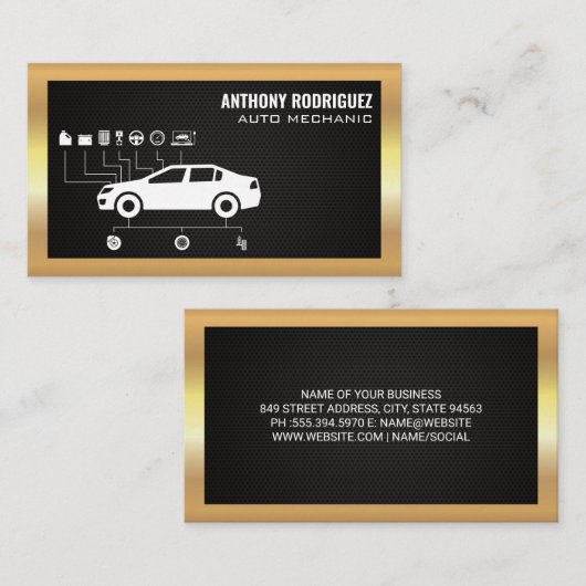 Auto Services | Diagram | Metalen rand Visitekaartje (Voorkant / Achterkant)