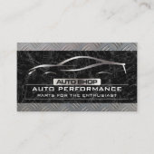 Auto Shop Metalen Auto Logo | Zwarte Marmeren Meta Visitekaartje (Voorkant)