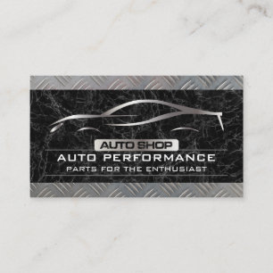 Auto Shop Metalen Auto Logo   Zwarte Marmeren Meta Visitekaartje
