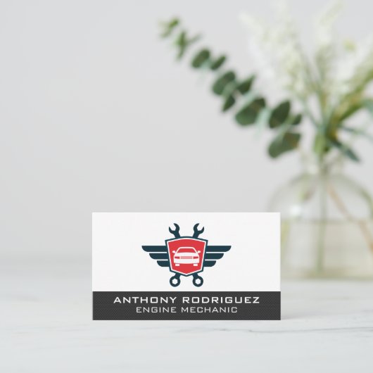 Auto Shop Wrenches Auto Logo | technicus Visitekaartje (Staand voorkant)