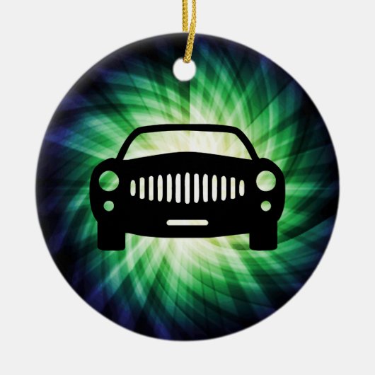 Auto silhouet; Cool Keramisch Ornament (Voorkant)