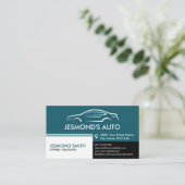 Auto Silhouette - auto-mechanisme - Blauwgroen Visitekaartje (Staand voorkant)