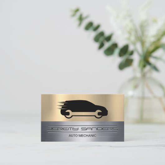 Auto Sleutel Logo | Monteur Zakkaart Visitekaartje (Staand voorkant)