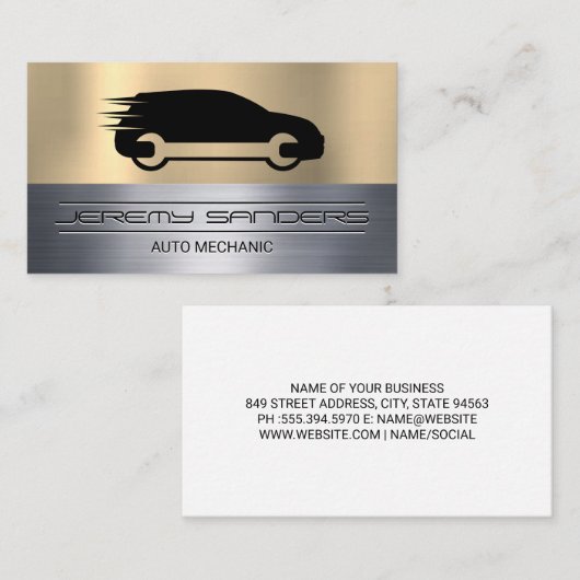 Auto Sleutel Logo | Monteur Zakkaart Visitekaartje (Voorkant / Achterkant)