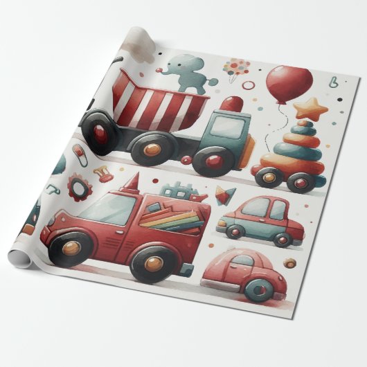 Auto speelgoed Wrapping Papier (Uitgerold)