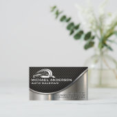 Auto Sportauto Logo | Industrieel metallisch Visitekaartje (Staand voorkant)