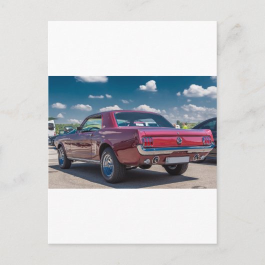 Auto Sportmosterang Rood Motortandwielen Metaal Briefkaart (Voorkant)