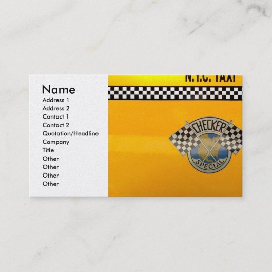 Auto - Stad - NYC Taxi Visitekaartje (Voorkant)