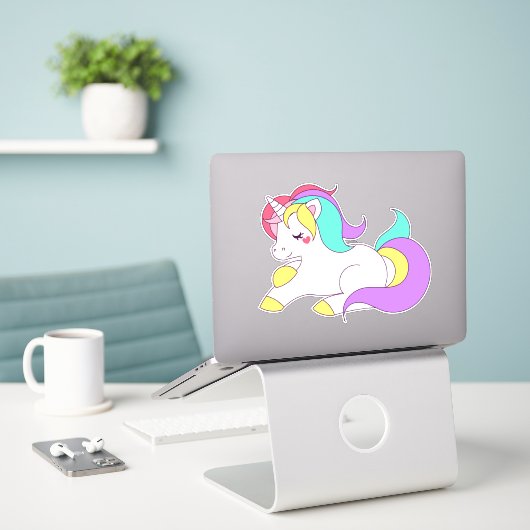 Auto stickers Cute Unicorn (Laptop op bureau)