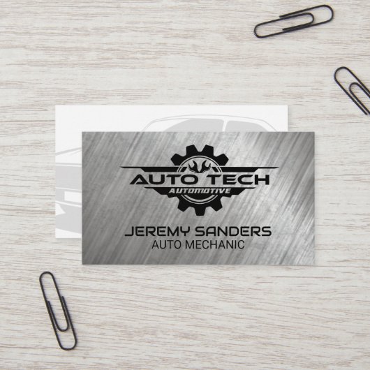 Auto Tech Automotive Logo | moersleutels Visitekaartje (Voorkant / Achterkant in situ)