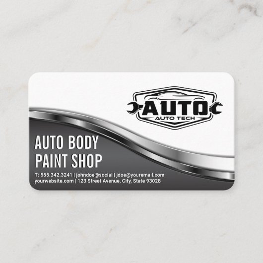 Auto Tech Body Shop | Auto Service Iconen Visitekaartje (Voorkant)