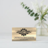 Auto Tech Wrenches Gear Mechanic | goudmetaal Visitekaartje (Staand voorkant)