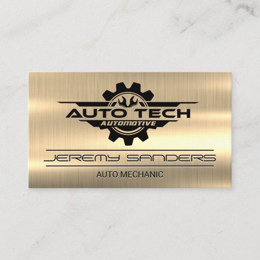 Auto Tech Wrenches Gear Mechanic | goudmetaal Visitekaartje (Voorkant)