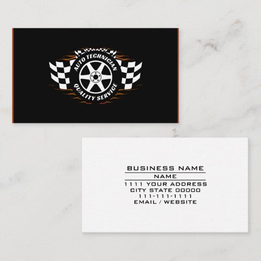 Auto Technicien Auto Mechanische Reparatie Shop Se Visitekaartje (Voorkant / Achterkant)