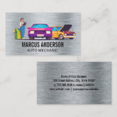 Auto-technicus werkt aan auto's visitekaartje (Voorkant / Achterkant)