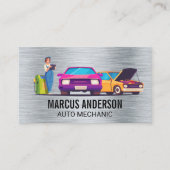 Auto-technicus werkt aan auto's visitekaartje (Voorkant)