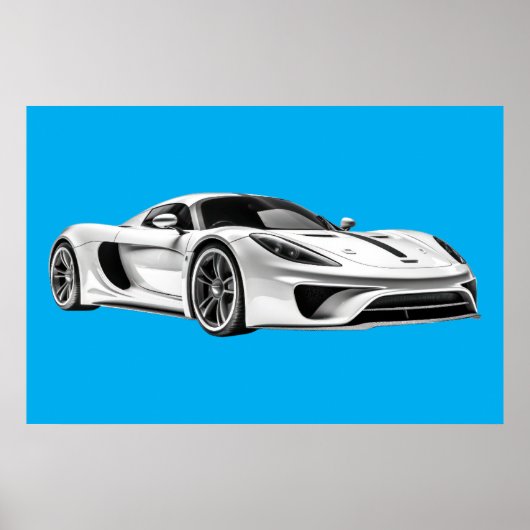Auto tekening II (BLAUW BKGRD) Poster (Voorkant)