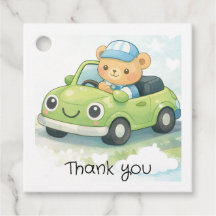 Auto-thema baby shower favor tag