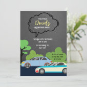 Auto Thema Verjaardagsfeestje Kaart (Staand voorkant)