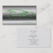 Auto-trade auto - Groen Sportscar op staaleffect Visitekaartje (Voorkant / Achterkant)