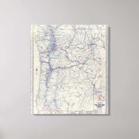 Auto Trails Map bij Rand McNally Officieel 1925 Canvas Afdruk (Voorkant)