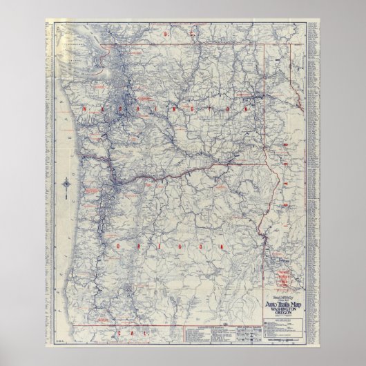 Auto Trails Map bij Rand McNally Officieel 1925 Poster (Voorkant)