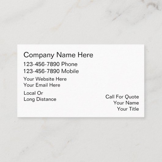 Auto Transport Visitekaartjes (Achterkant)