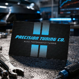 Auto Tuning Garage Racing Strepen Zwart/Blauw Visitekaartje
