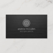 Auto Tyre Service Wielpictogram Donker geborsteld  Visitekaartje (Voorkant)