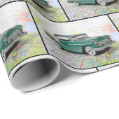  auto van 1955 op de wegenkaart cadeaupapier (Rol Hoek)