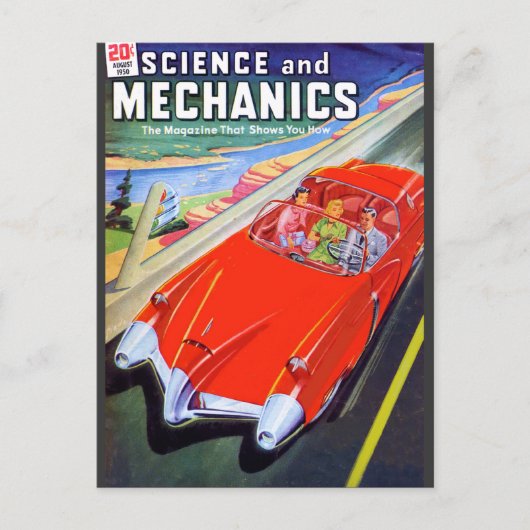 Auto van de toekomst 1950 briefkaart (Voorkant)