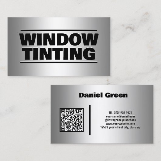 Auto Venster Tinting Custom QR Visitekaartje (Voorkant / Achterkant)