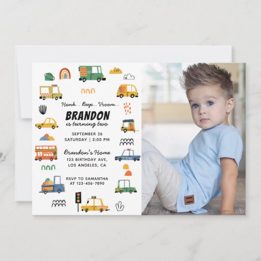 Auto Verjaardag Uitnodiging met Custom Photo (Voorkant)