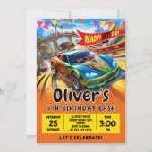 Auto Verjaardag uitnodiging, Race auto uitnodiging (Voorkant)