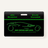 Auto Verkoop, Metallic-look, Groene lijn Sportscar Badge (Voorkant)