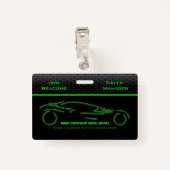 Auto Verkoop, Metallic-look, Groene lijn Sportscar Badge (Achterkant met clip)