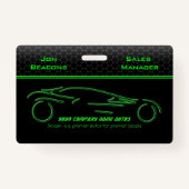 Auto Verkoop, Metallic-look, Groene lijn Sportscar Badge (Achterkant)