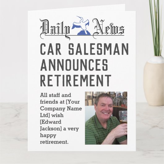 Auto Verkoopman Retirement Kaart te personaliseren (Voorkant)