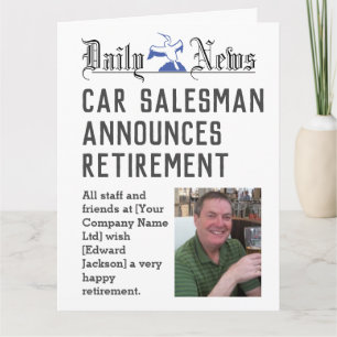 Auto Verkoopman Retirement Kaart te personaliseren
