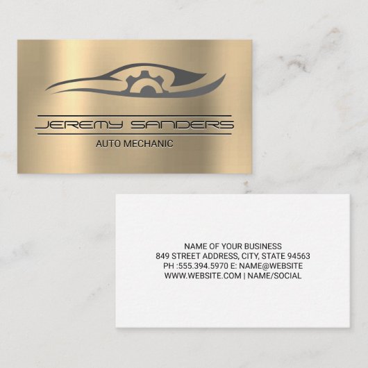 Auto Versnellingsbak Logo | Mechanicien Visitekaartje (Voorkant / Achterkant)
