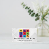 Auto verzorgingsdienst | Kleurrijke reparatiepicto Visitekaartje (Staand voorkant)