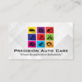 Auto verzorgingsdienst | Kleurrijke reparatiepicto Visitekaartje (Voorkant)