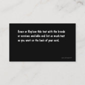 Auto Visitekaartjes (Achterkant)