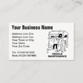 Auto & Voertuig Onderhoud Cartoon Visitekaartje (Voorkant)