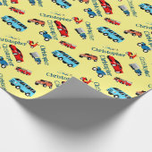 Auto Voertuigen Collage Fun Race Cadeaupapier (Hoek)